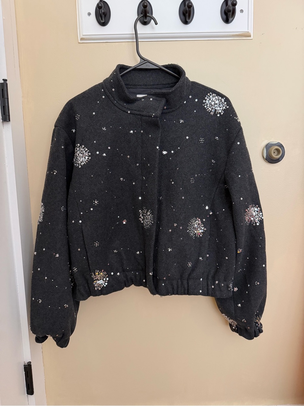Women’s Black Sparkle Bomber Jacket